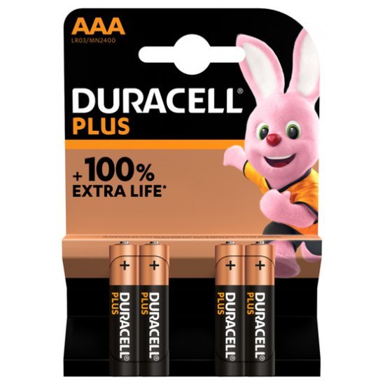 Duracell Plus 100% Alkaline AAA / LR03 blister 4 stuks