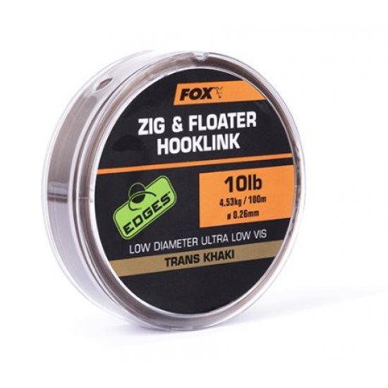 Fox Edges Zig and Floater Hooklink Trans Khaki 10lb 100m