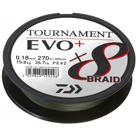 Daiwa Tournament X8 Braid EVO+ Dark Green 0.10mm 270m