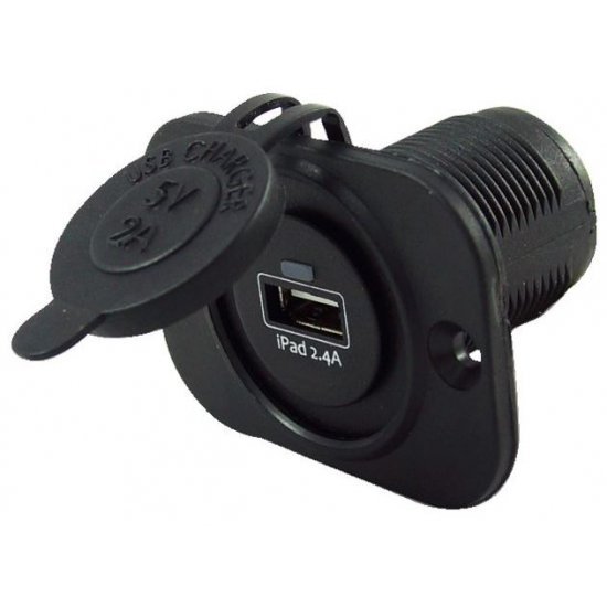 Talamex USB Stopcontact Enkel Met Flush Frame 2.4A Zwart