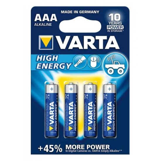 Varta Batterijen AAA Micro High Energy Alkaline 4 Stuks