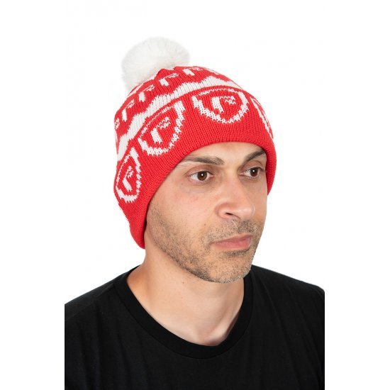 Fox Rage Voyager Red and White Bobble Hat